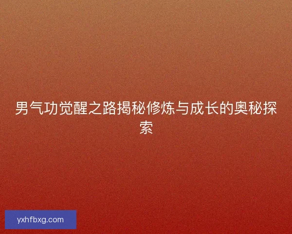 男气功觉醒之路揭秘修炼与成长的奥秘探索