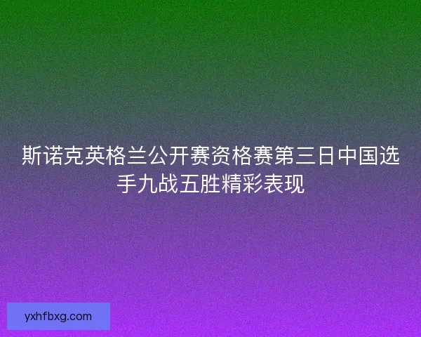 斯诺克英格兰公开赛资格赛第三日中国选手九战五胜精彩表现