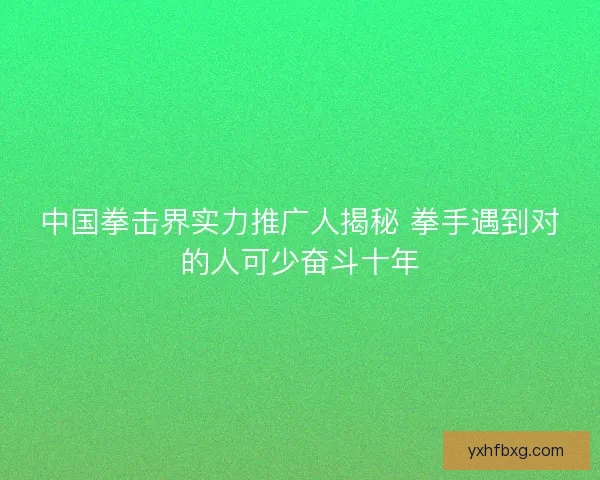 中国拳击界实力推广人揭秘 拳手遇到对的人可少奋斗十年